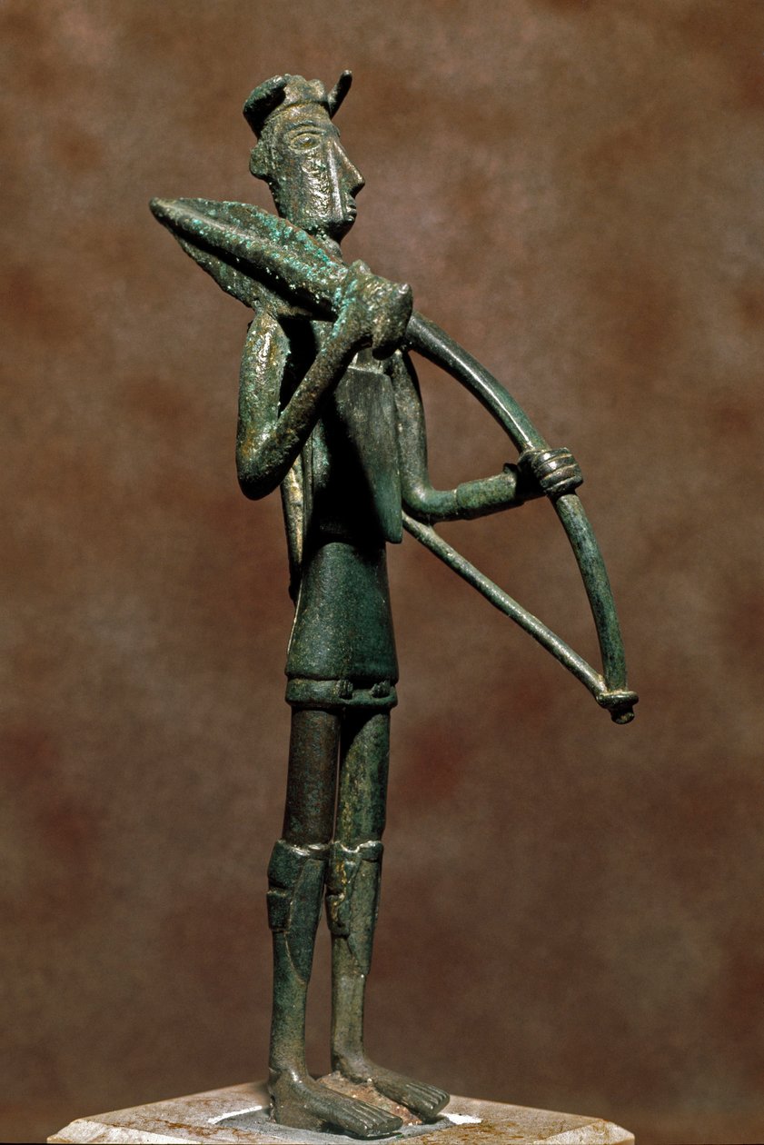 Nuragische cultuur: bronzen krijger beeldje. 8e-7e eeuw v.Chr. Cagliari, Museo Nazionale Archeologico, Sardinië, Italië door Sardinia Nuragic Civilization