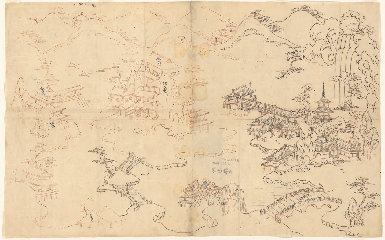 Landschap in Chinese stijl door Sasaya (workshop of)
