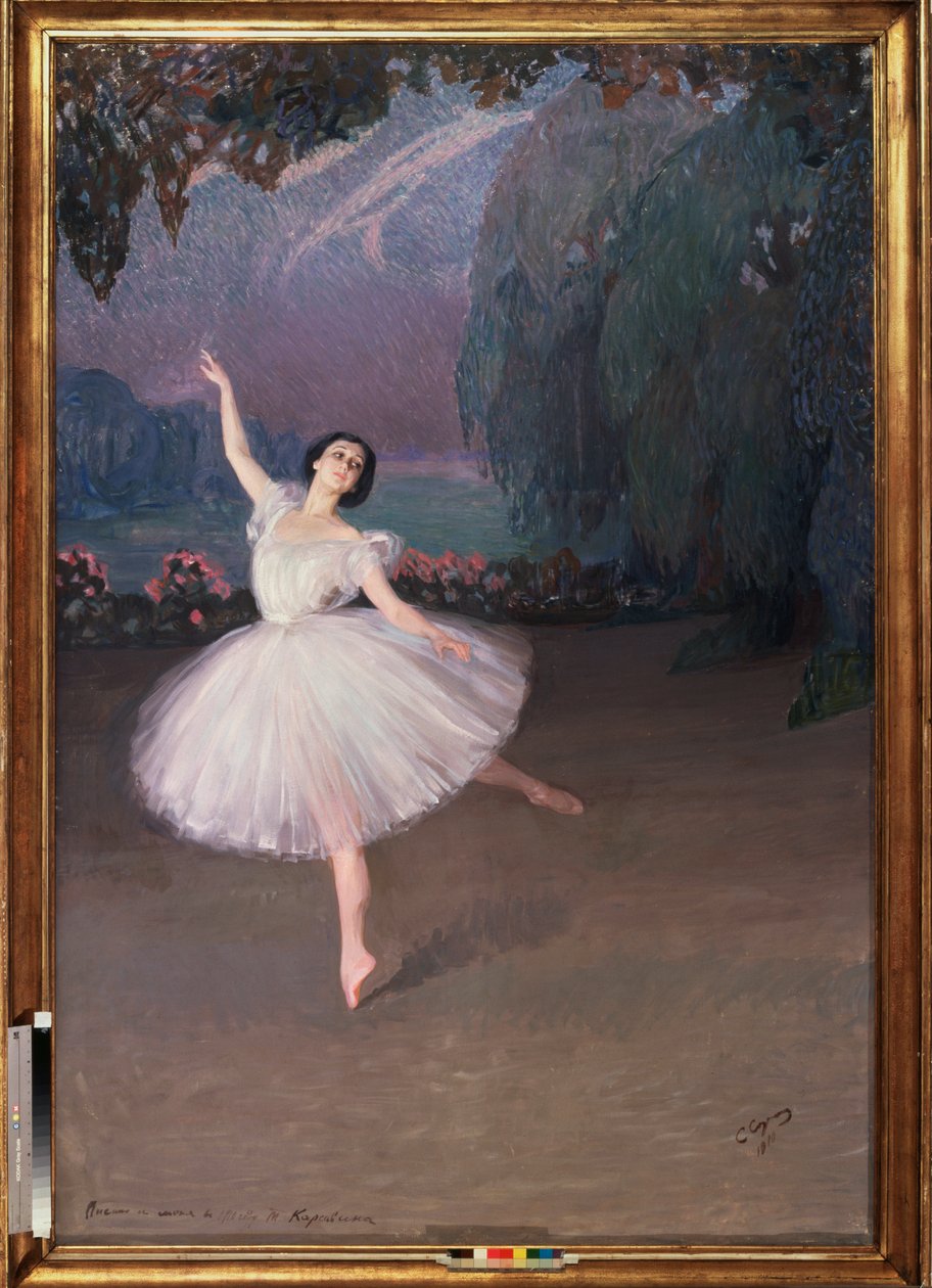 De ballerina Tamara Karsavina (1885-1978) in Sylphide (voor het Sylphide ballet) door Savelij Abramovich Sorin