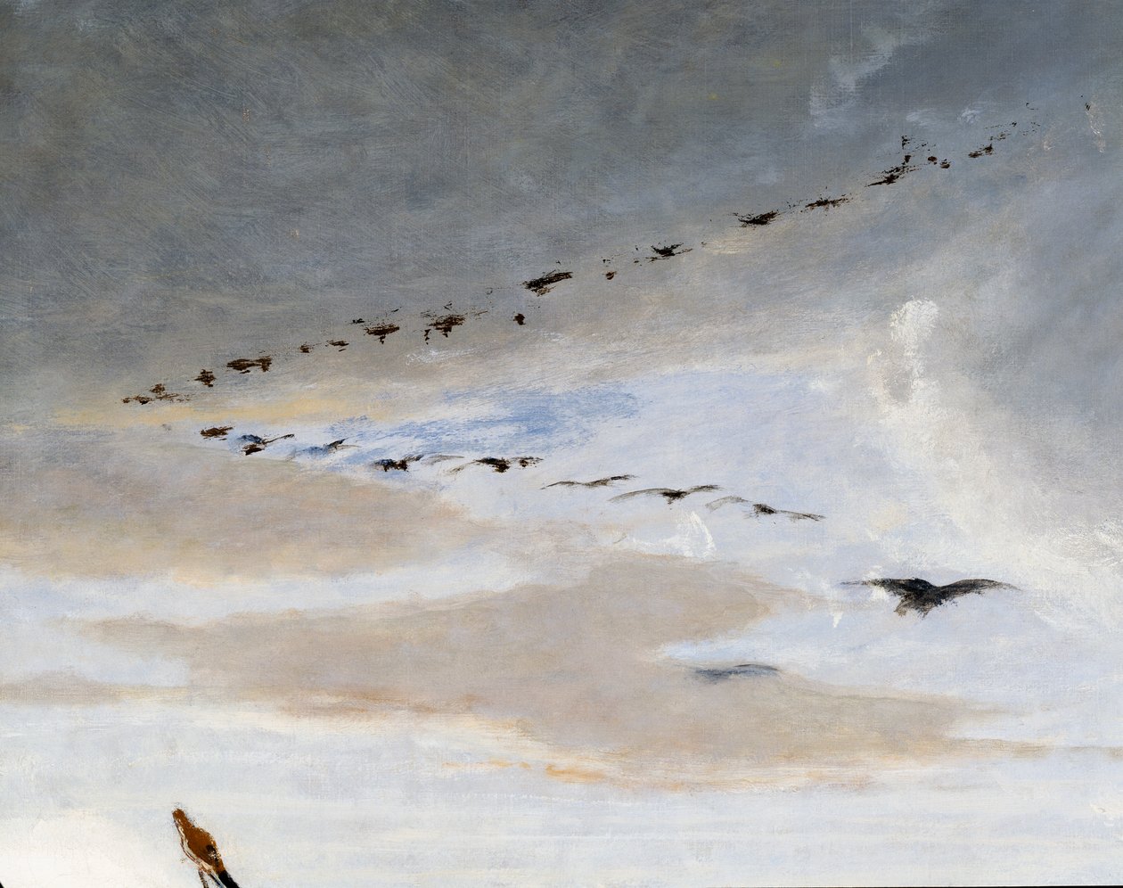 Vogels in V-formatie, detail van De Triomf van Marius door Saverio Altamura