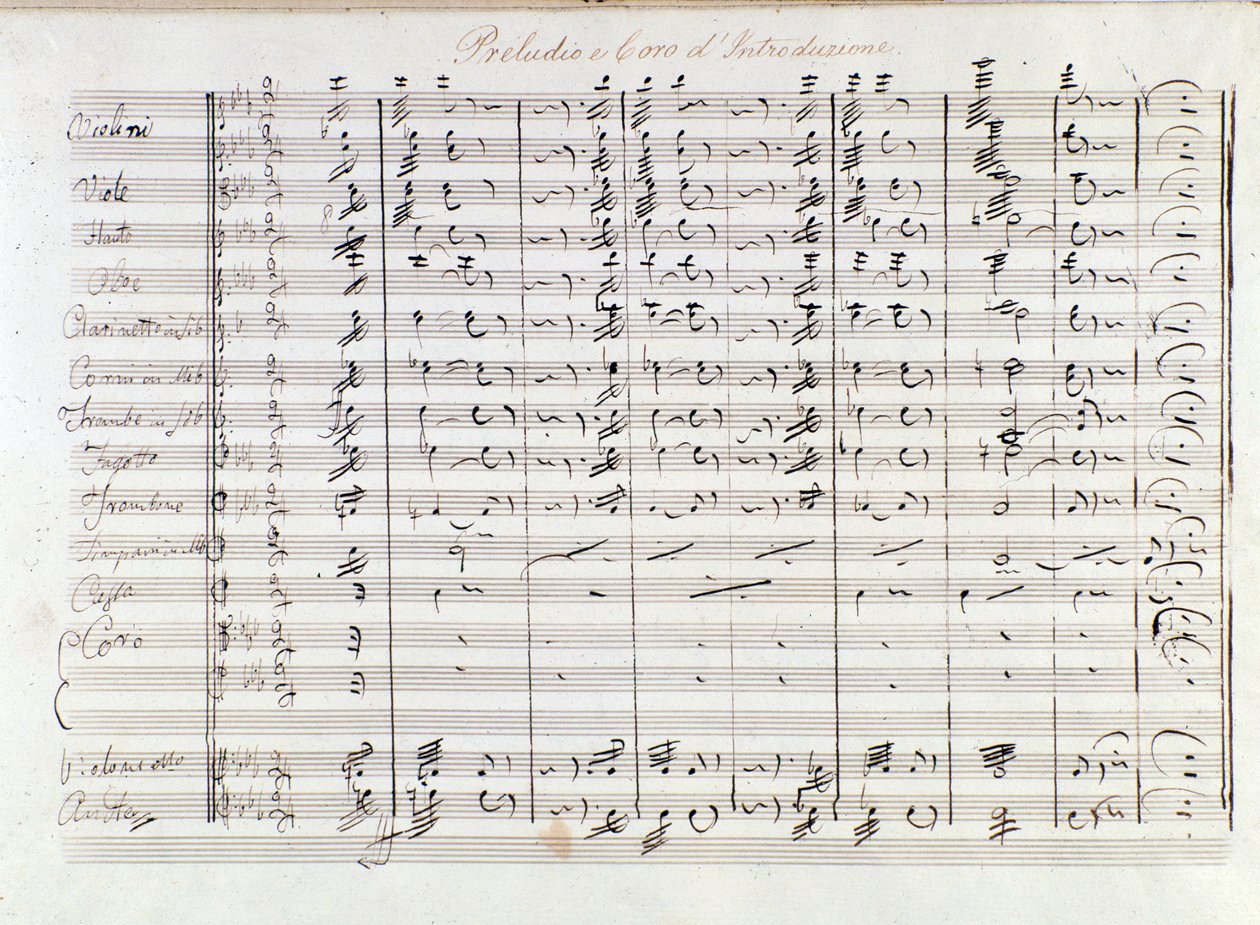 Eerste pagina van de prelude van de opera Il bravo door Mercadante (1842) door Saverio Mercadante