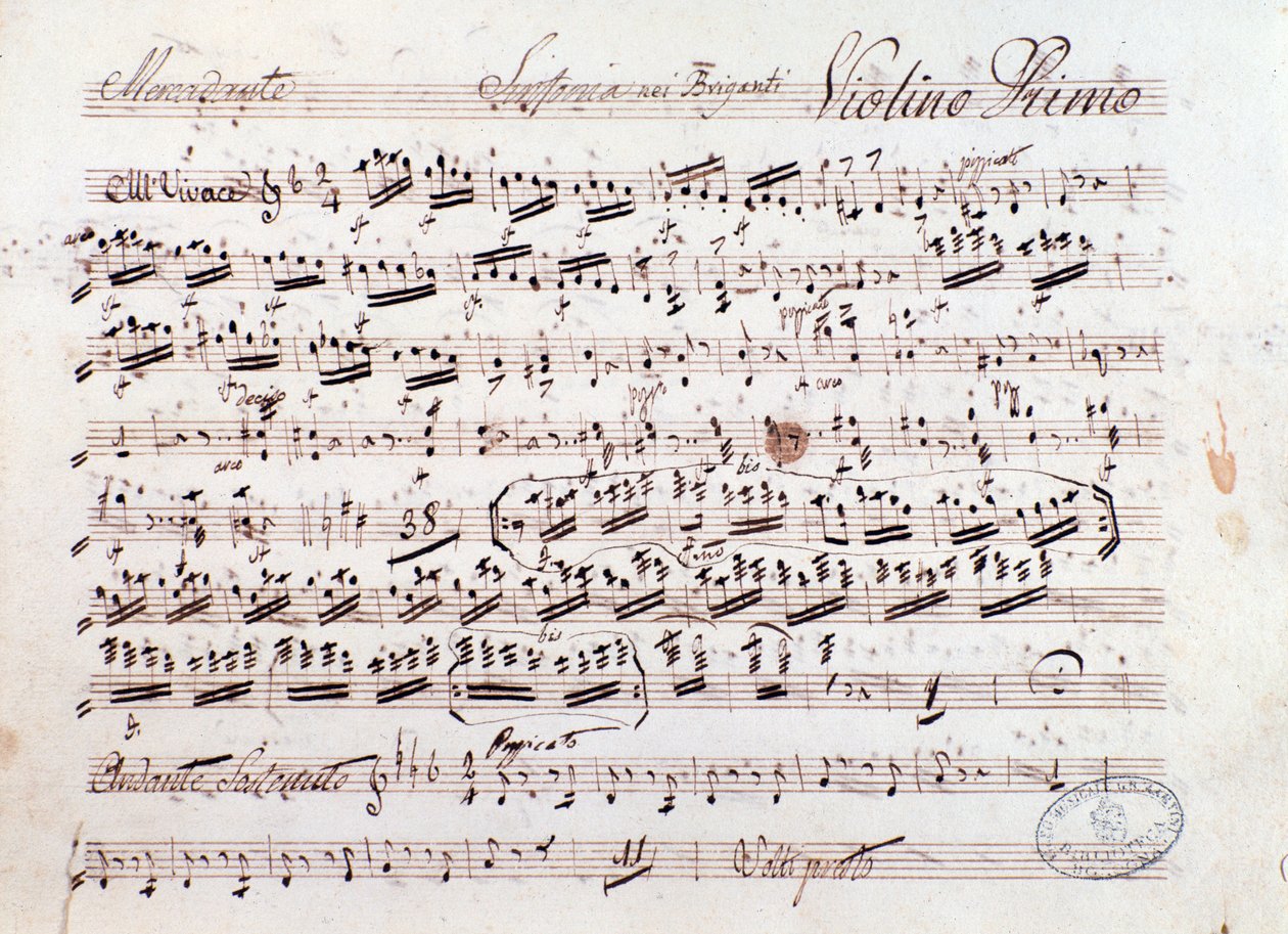 Muzikale Partituur van I briganti opera door Mercadante (1836) door Saverio Mercadante