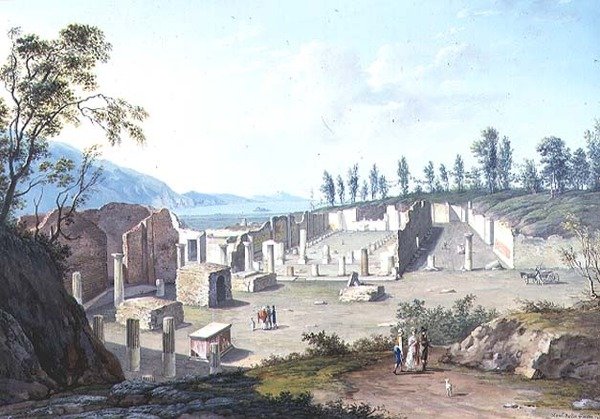 Grand Touristen bij de Ruïnes van Pozzuoli, nabij Napels door Saviero Xavier della Gatta