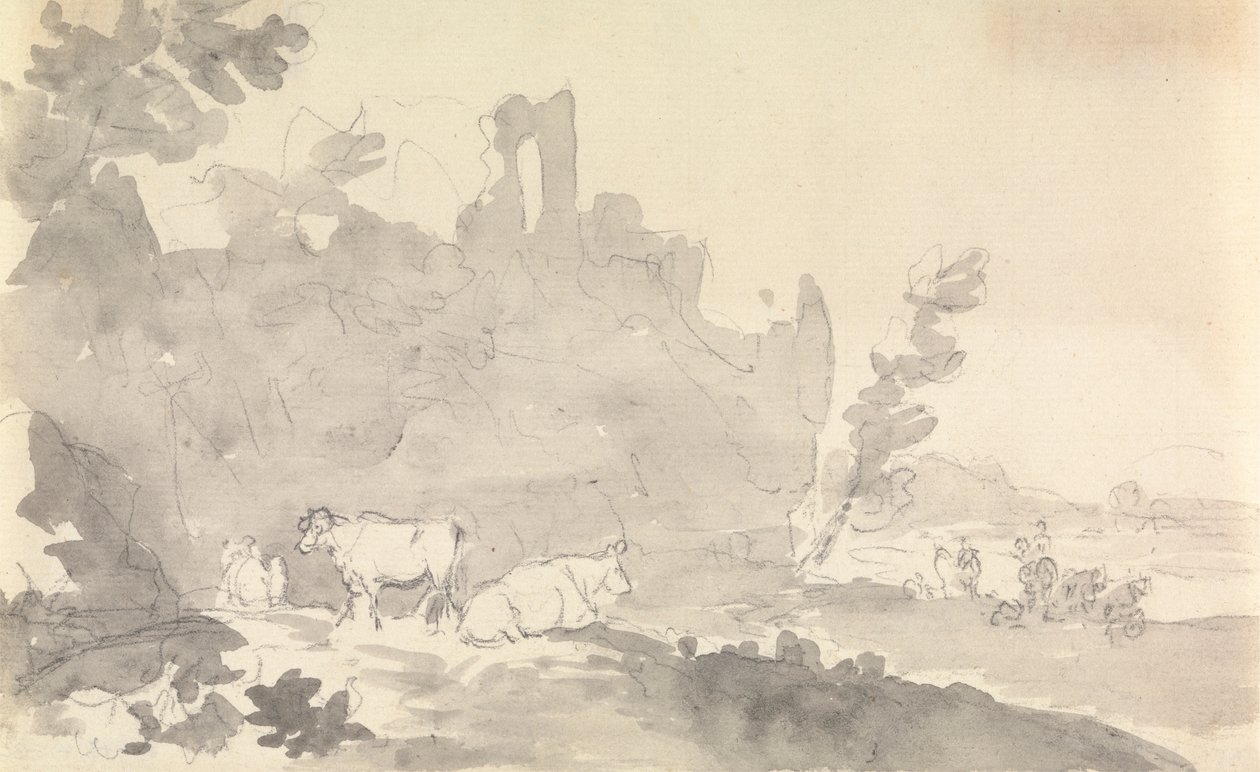 Landschap met koeien op de voorgrond door Sawrey Gilpin