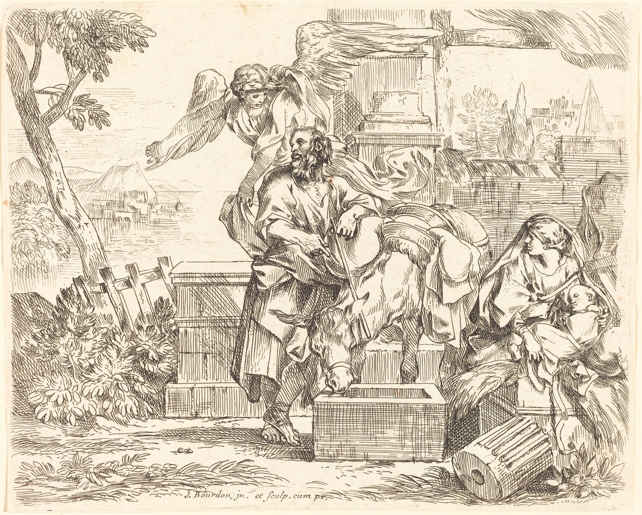 Sint-Jozef die naar het Advies van de Engel Luistert door Sébastien Bourdon
