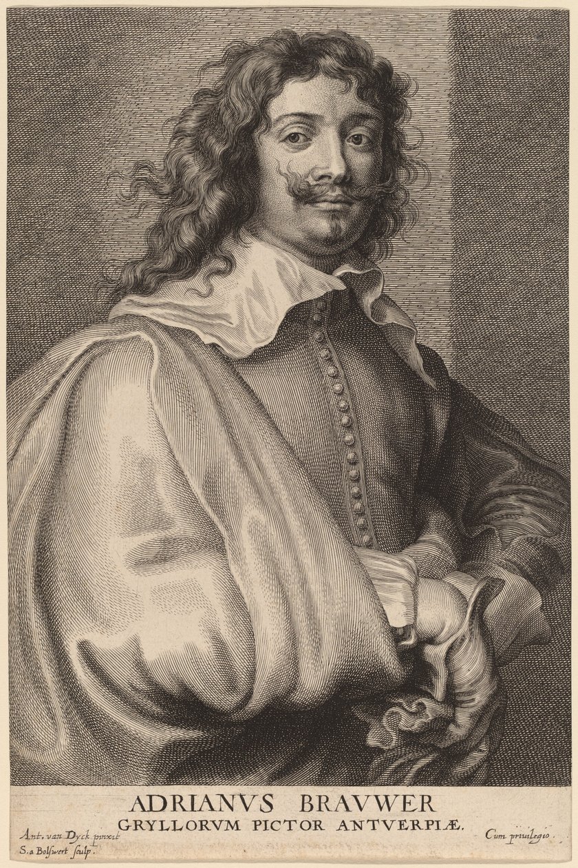 Adriaen Brouwer door Schelte Adams Bolswert after Sir Anthony van Dyck
