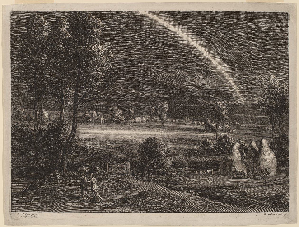 Landschap met een Grote Regenboog door Schelte Adams Bolswert after Sir Peter Paul Rubens