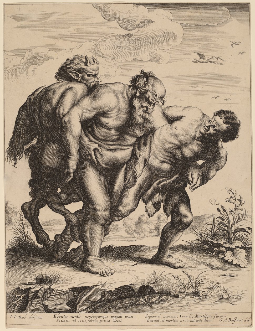 De dronken Silenus door Schelte Adams Bolswert after Sir Peter Paul Rubens