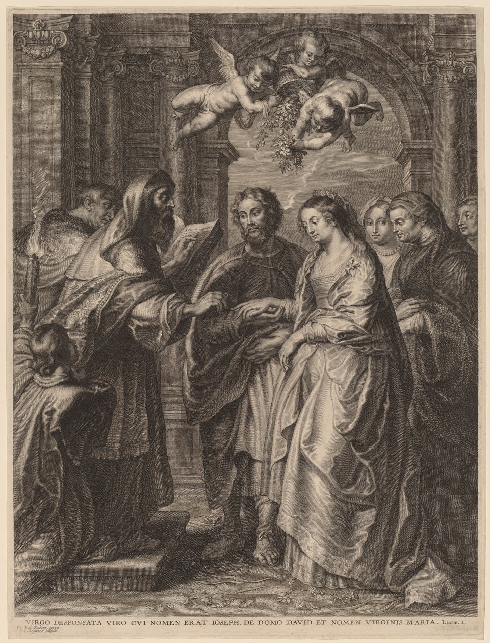 Het huwelijk van de Maagd door Schelte Adams Bolswert after Sir Peter Paul Rubens