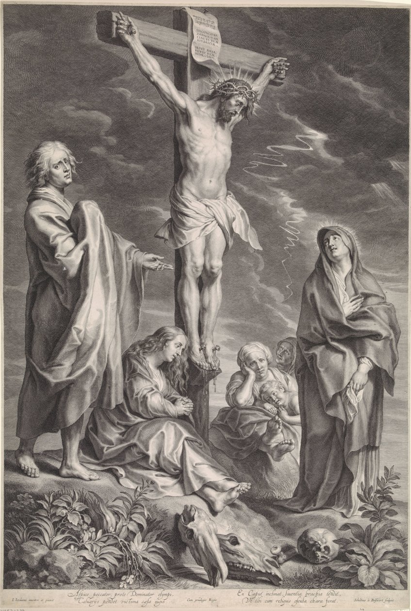 Christus aan het kruis, met Maria en Johannes door Schelte Adamsz. Bolswert