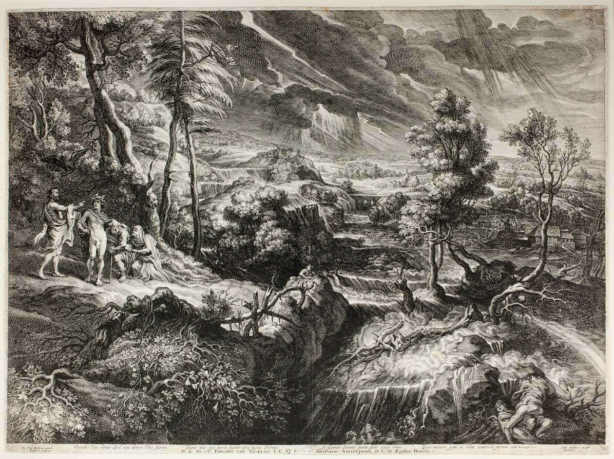 Landschap met Philemon en Baucis, uit Grote Landschappen door Schelte Adamsz. Bolswert