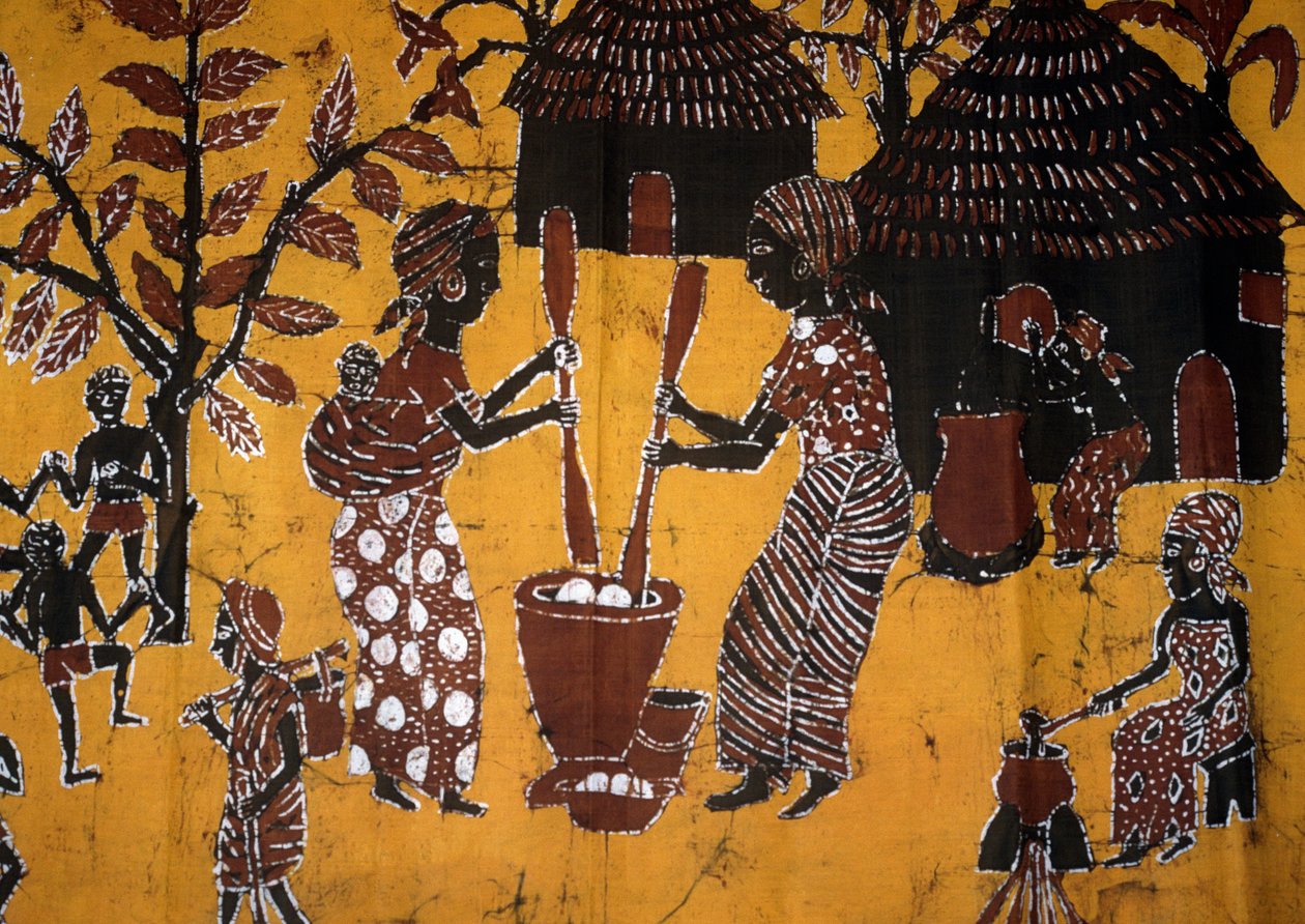 Stof gemaakt met batiktechniek, Togo handwerk door School African