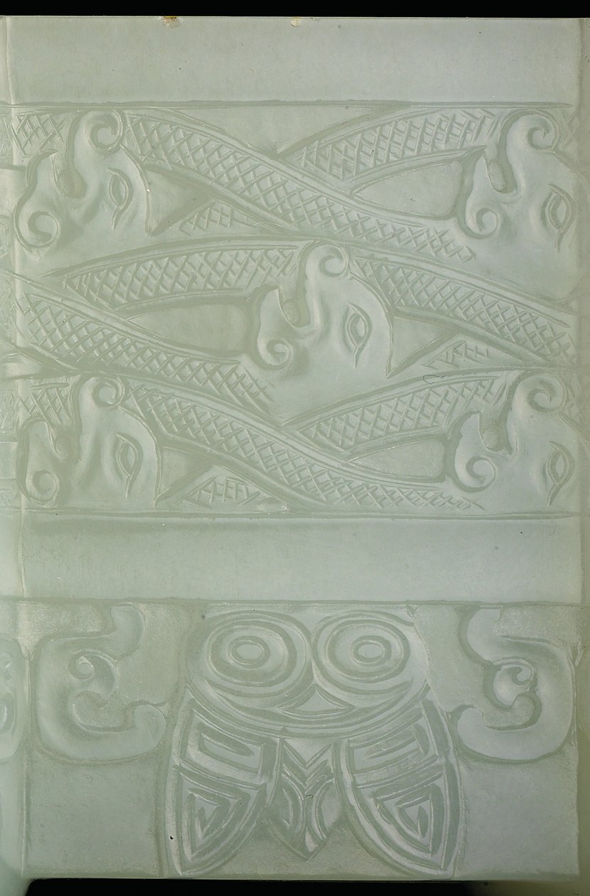 Detail van een archaïsch vat en deksel, Tulu, Qianlong Periode (1736-95) door School Chinese