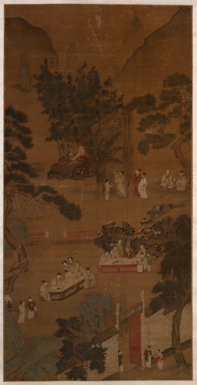 Elegante bijeenkomst in de westelijke tuin, ca. 1600 door School Chinese