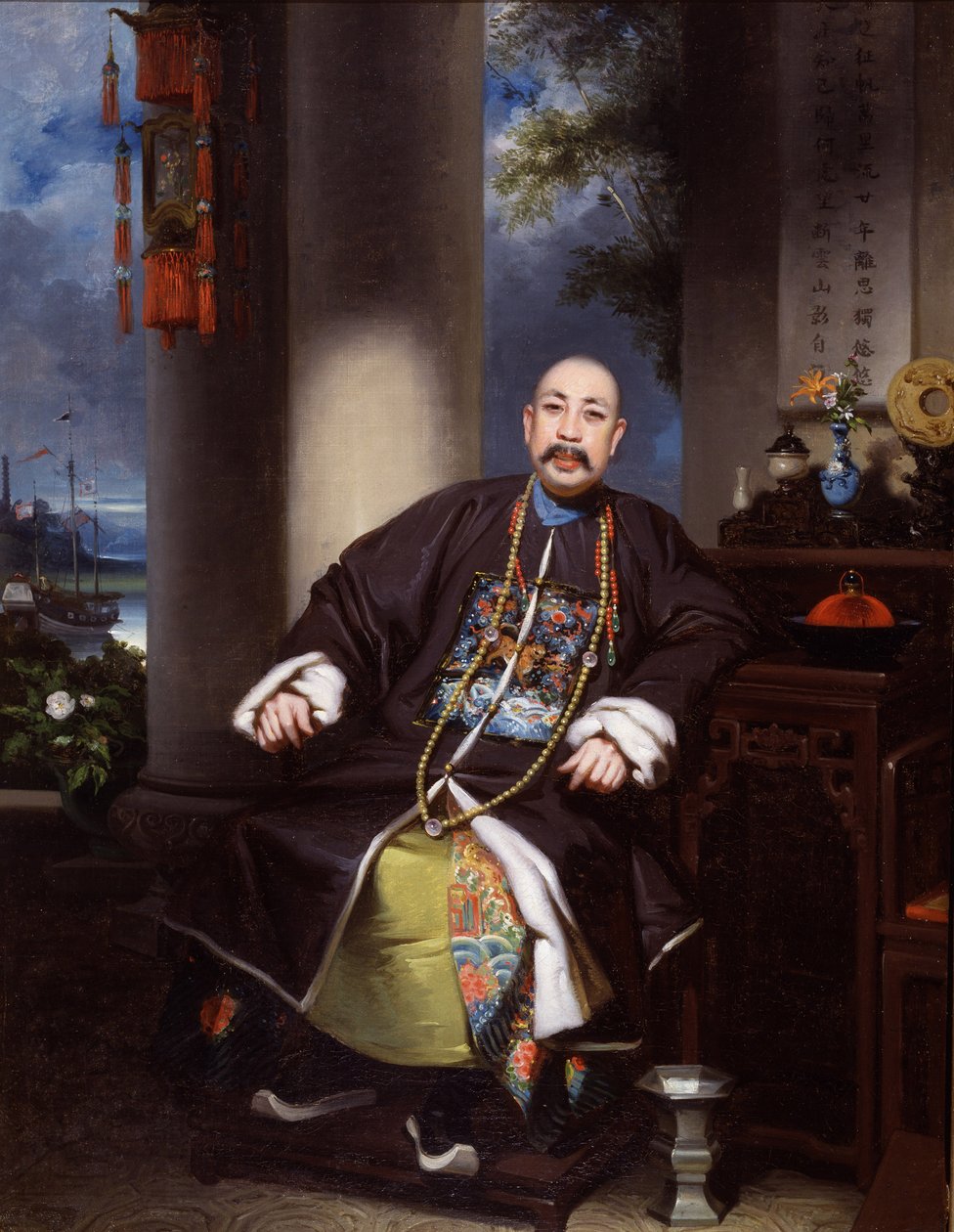 Portret van Mouqua, Lamqua, ca. 1840 (olieverf op doek) door School Chinese