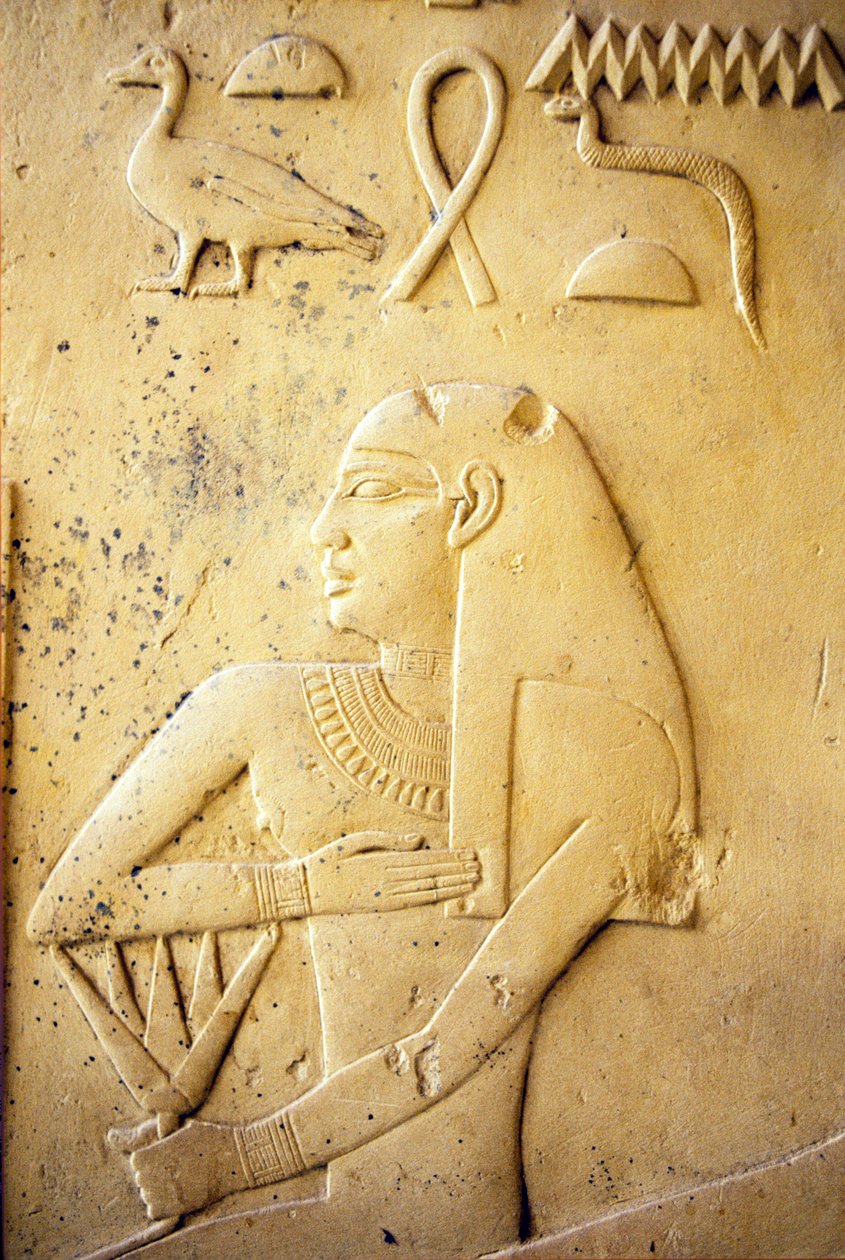 Oude Egypte, muurschildering, Kapel van Ihy, Ihy, Saqqara door School Egyptian
