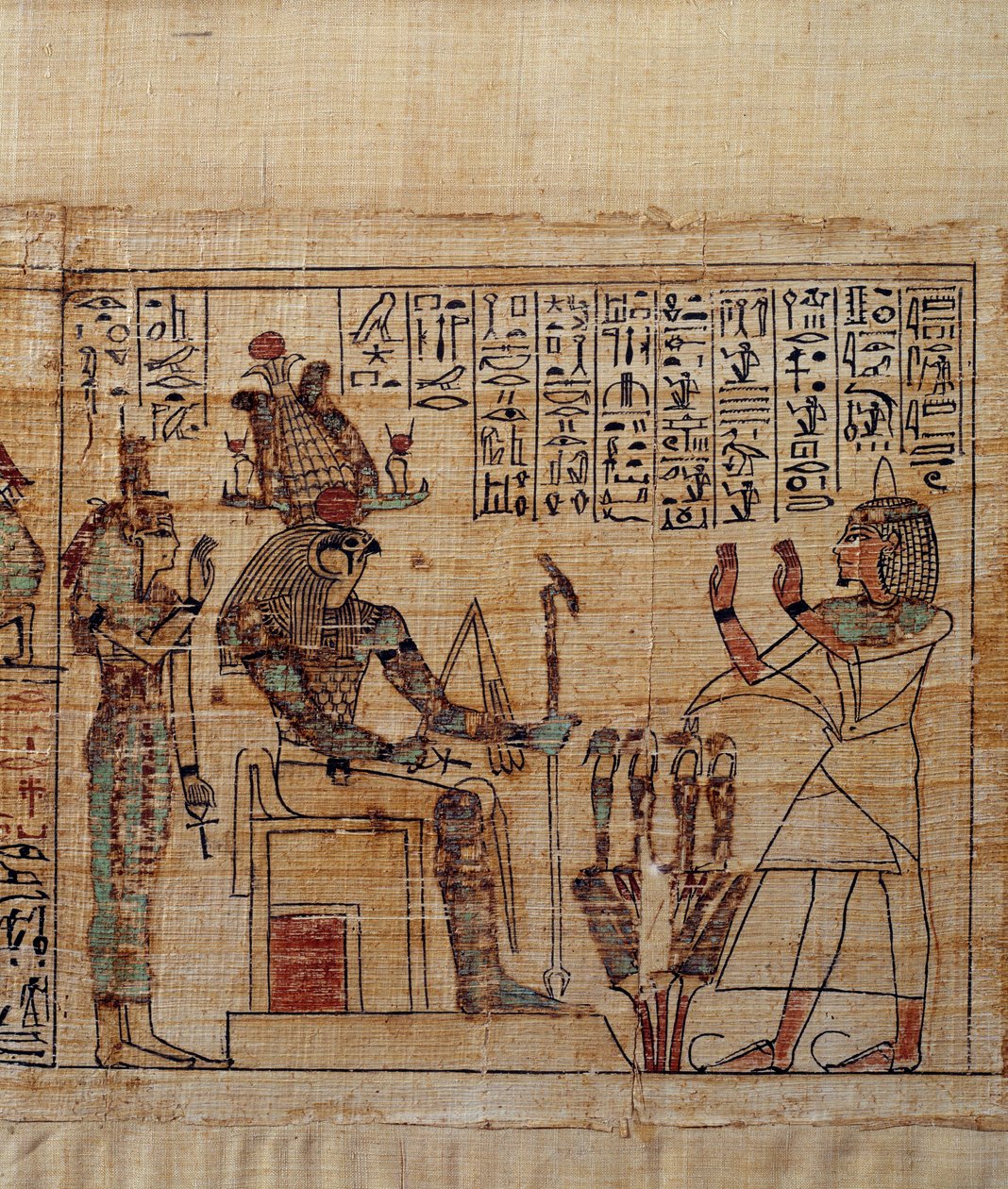 Oud-Egyptische kunst: mythologisch papyrus van Serimen door School Egyptian