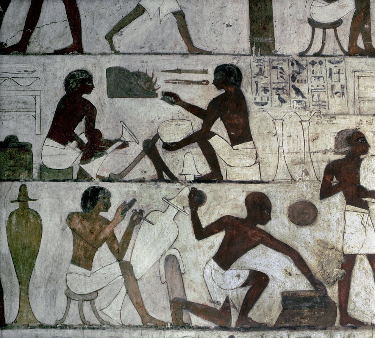 Luxor Thebe: Necropolis van de Edelen, Graf van Rekhmire, ambachtslieden door School Egyptian