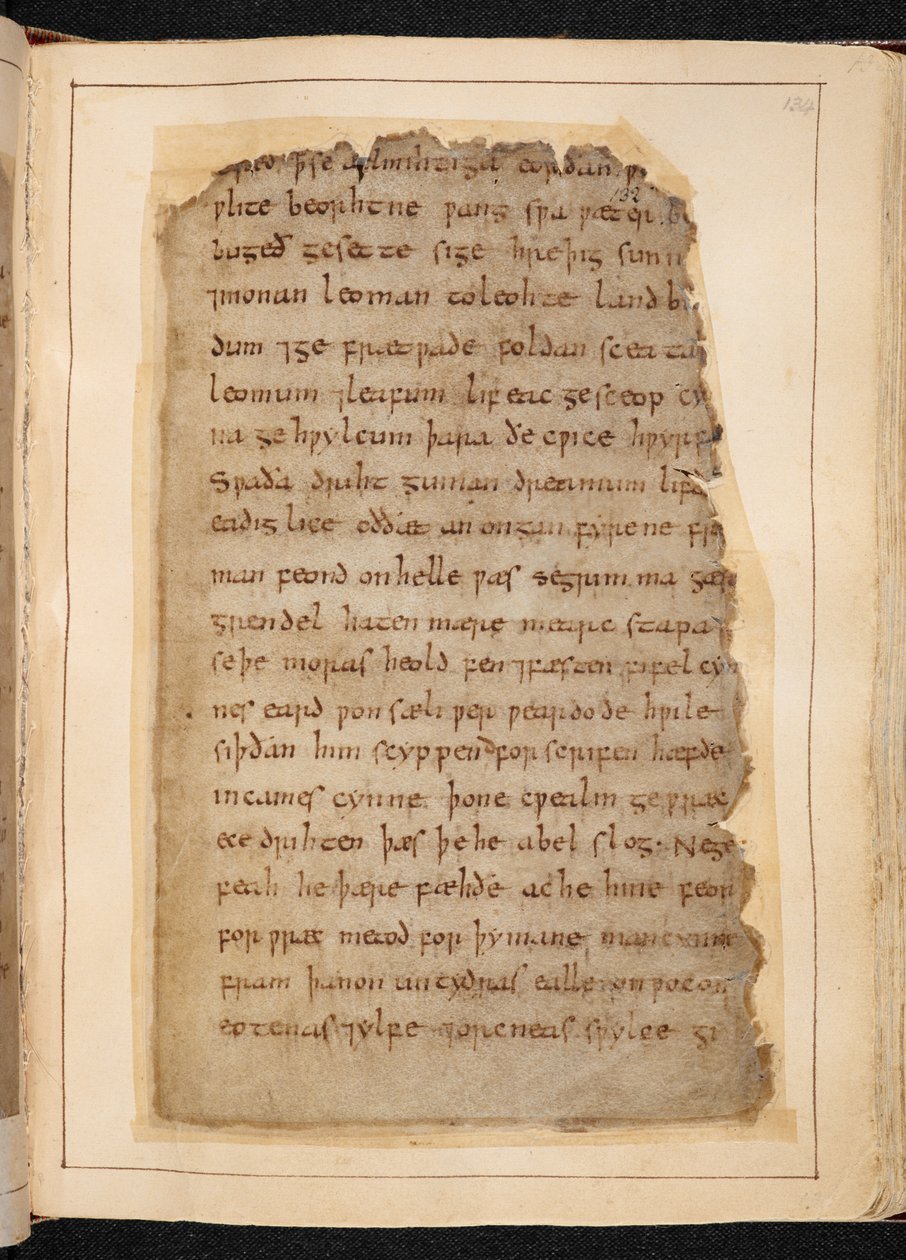 Een pagina van Beowulf uit folio