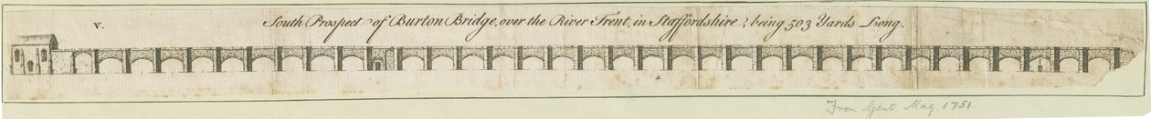 Burton-upon-Trent Brug en Stad (gravure) door School English