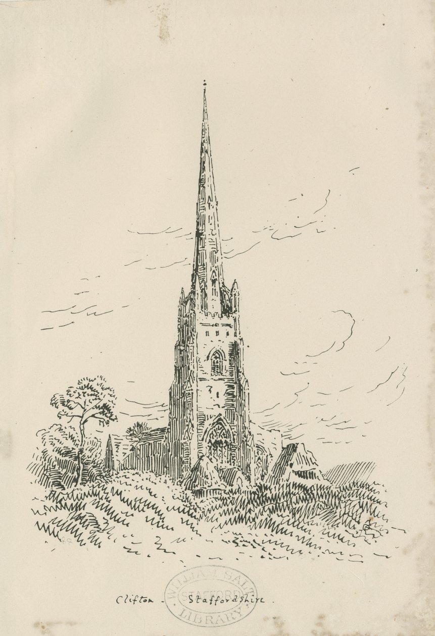 Clifton Campville Church: lithografie, nd [?ca. 1870] door School English