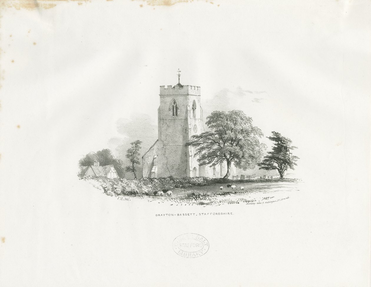 Drayton Bassett Church: lithografie (vignet), nd [ca. 1825-30] door School English
