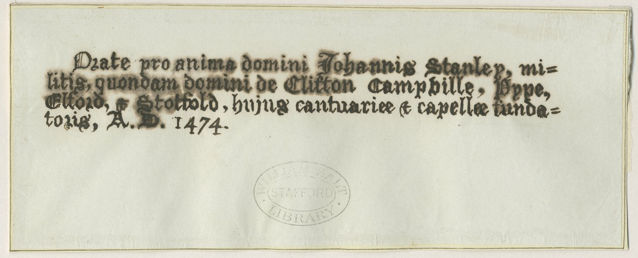 Elford Kerk - Graf van Sir John Stanley door School English
