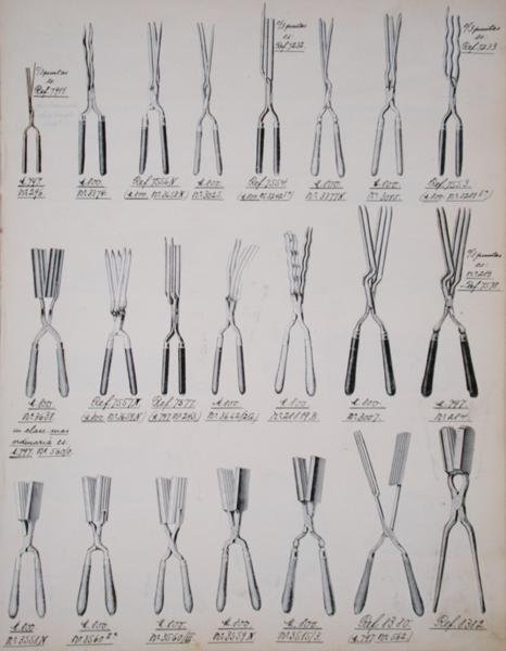 Krultang, uit een handelscatalogus van huishoudelijke goederen en fittingen, ca. 1890-1910 door School English