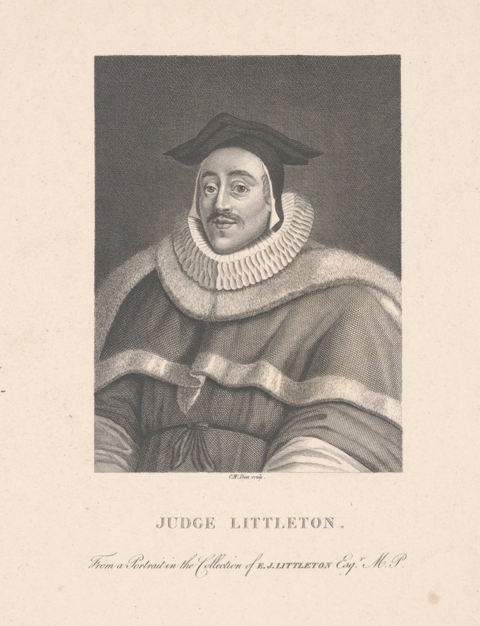 Rechter Littleton, gegraveerd door C. M. Dien (gravure) door School English