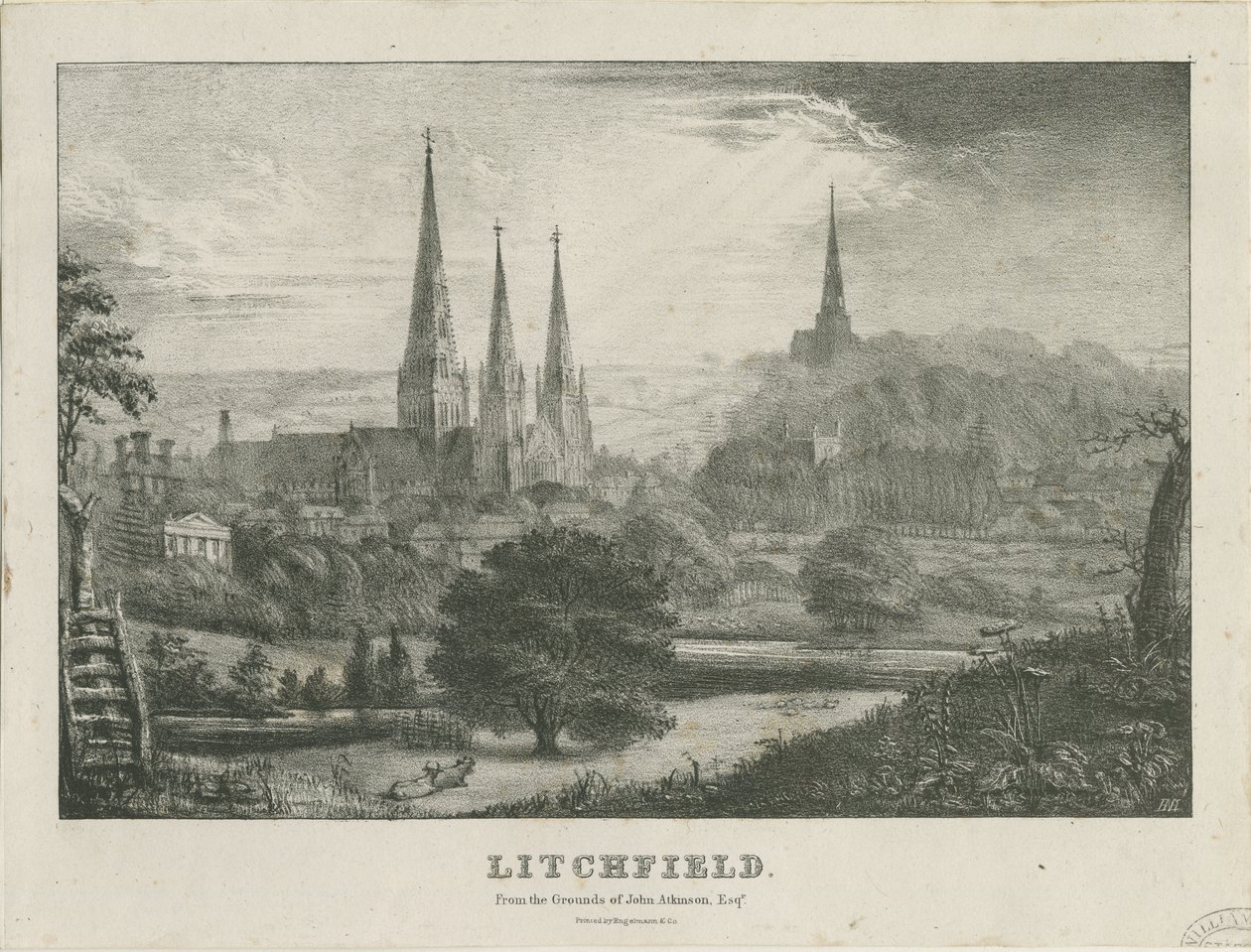 Lichfield - Noordwestelijke Aanblik (lithografie, nd [?19e eeuw]) door School English