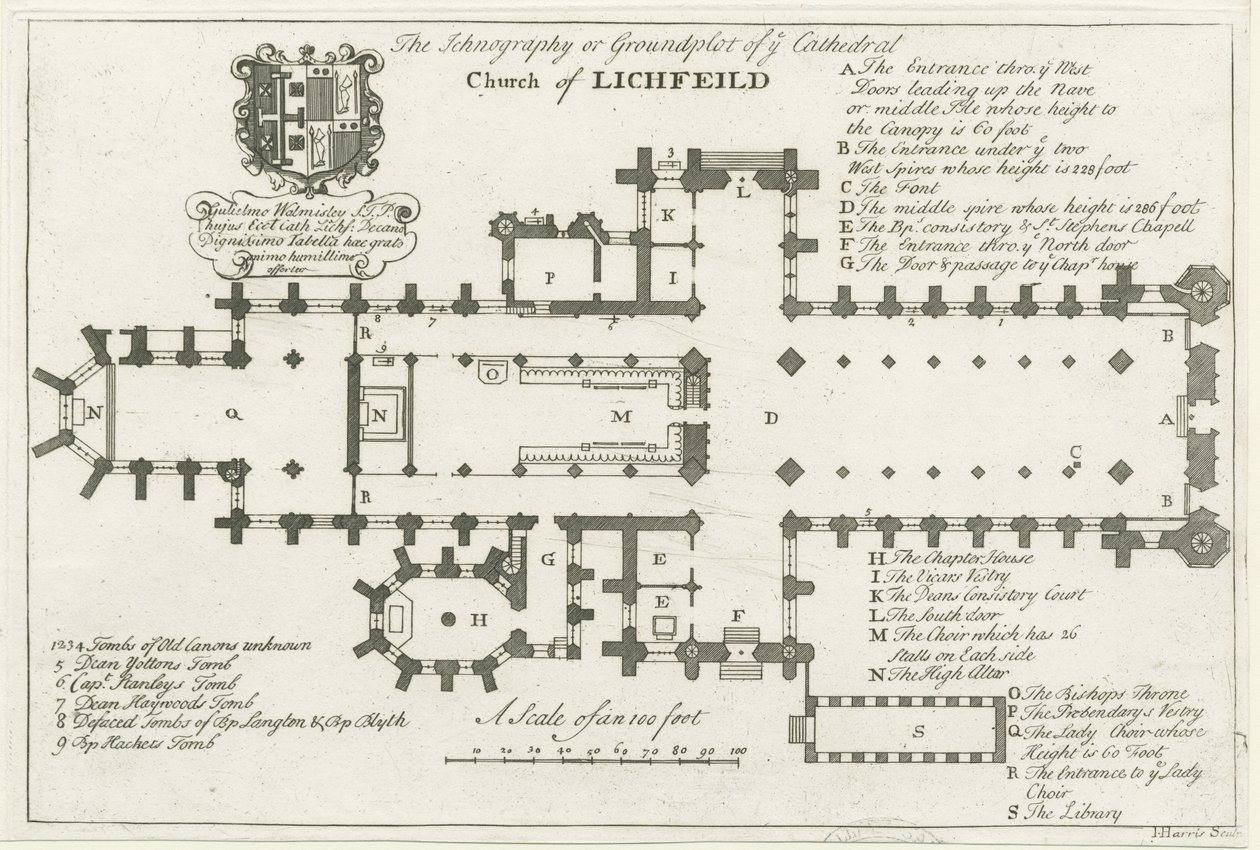 Lichfield Kathedraal - Grondplan door School English