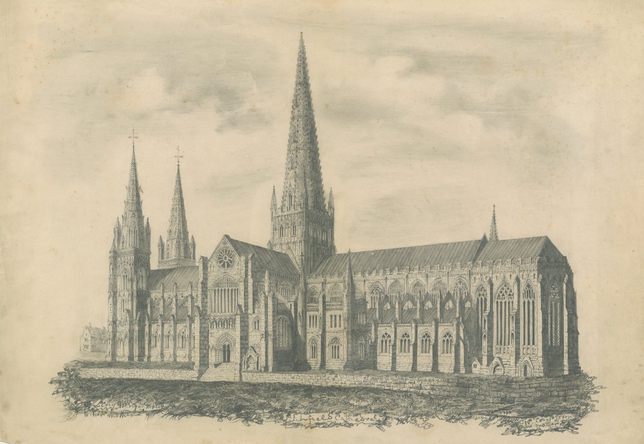 Lichfield Kathedraal - Zuidoostaanzicht door School English