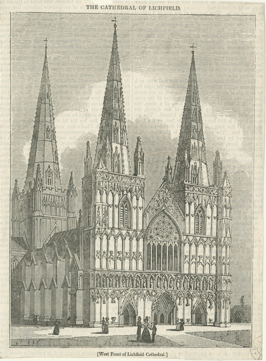 Lichfield Cathedral - West Front: houtsnede, nd [?19e eeuw] door School English
