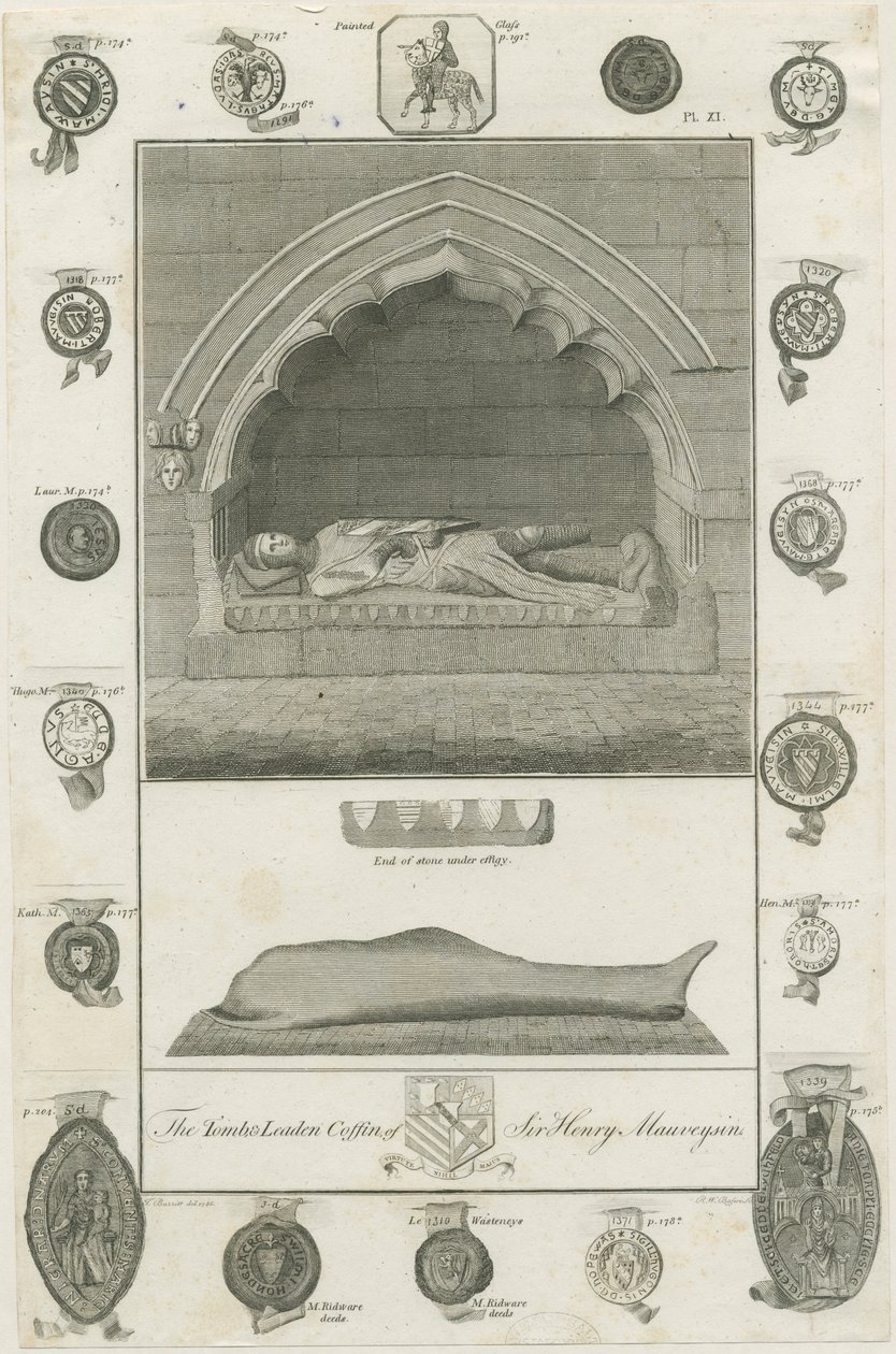 Mavesyn Ridware - Graf van Sir Henry Mavesyn (gravure) door School English
