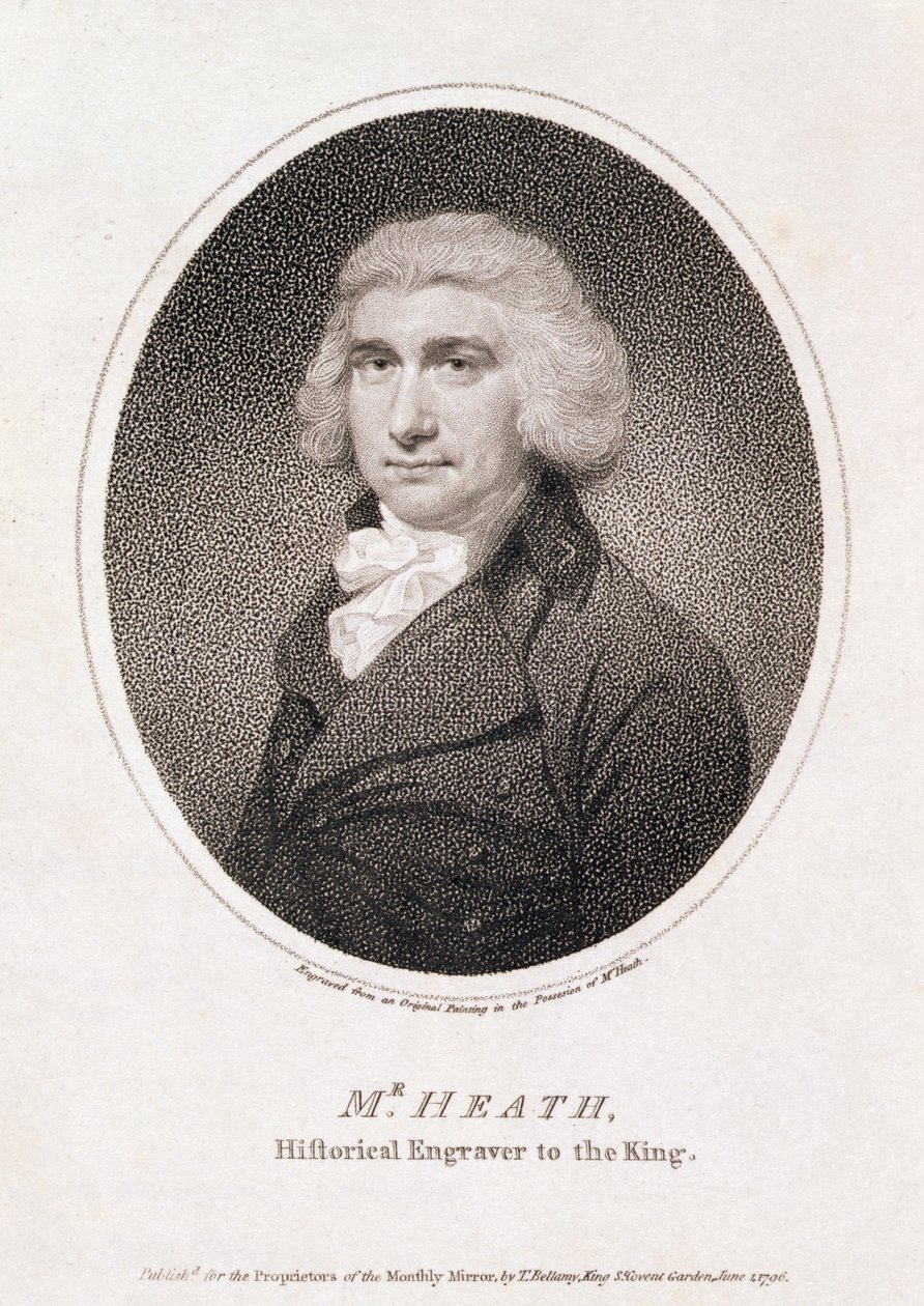 Mr. Heath, Historische Graveur van de Koning, uitgegeven voor de Eigenaren van Monthly Mirror, door T. Bellamy door School English