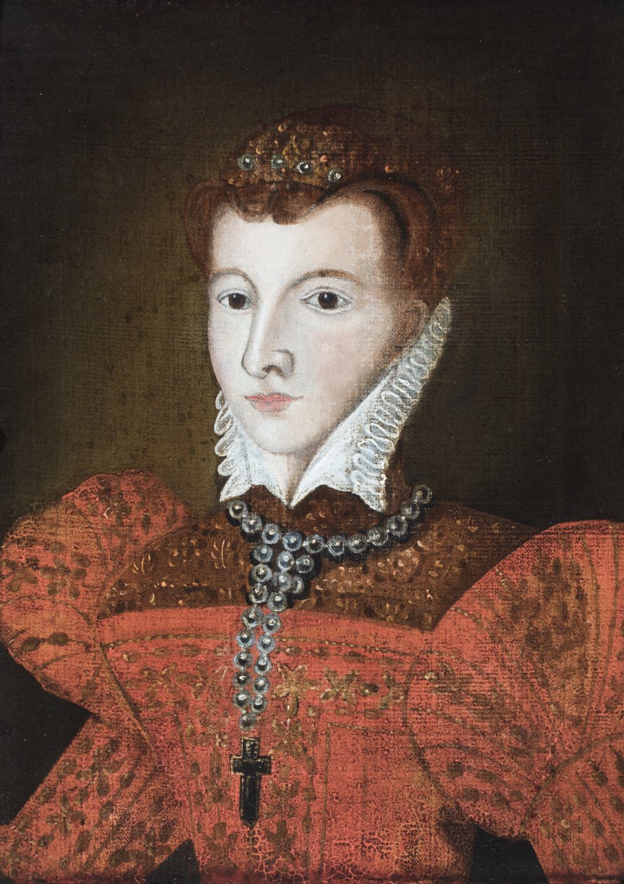 Portret van Mary, Koningin der Schotten (olieverf op doek) door School English