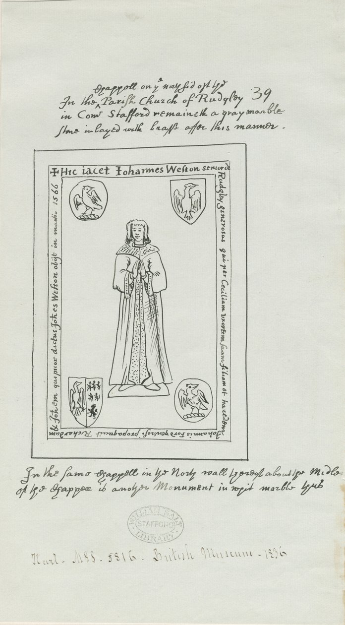Rugeley Kerk (Oud) - Monument voor John Weston door School English