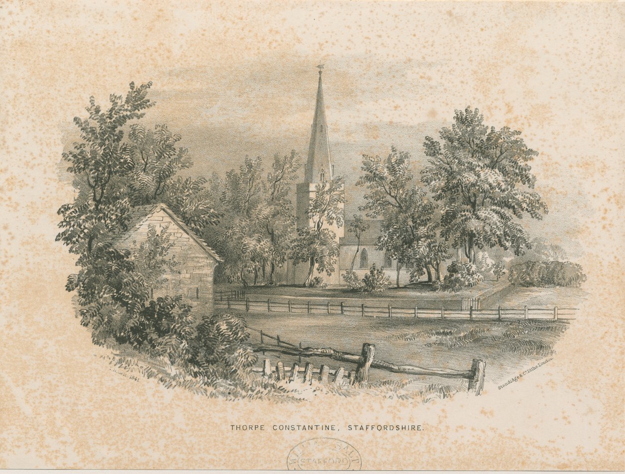 Thorpe Constantine Church (lithografie) door School English