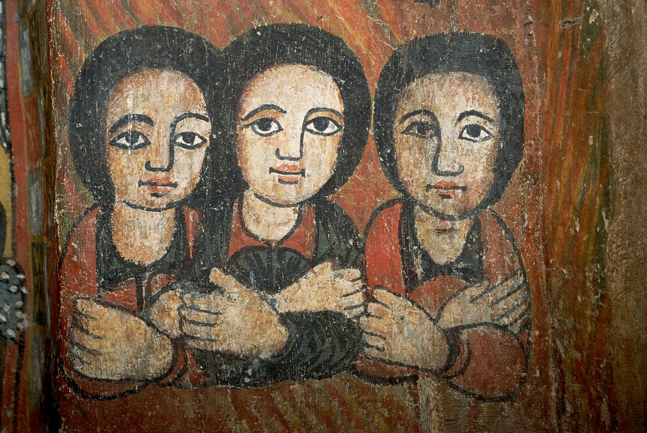 Detail van muurschildering door School Ethiopian