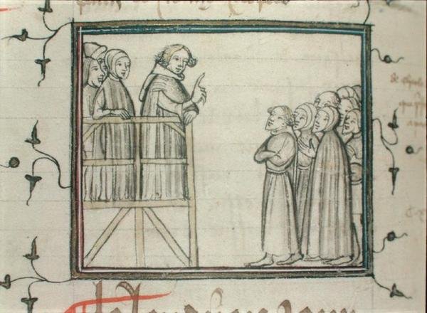 Karel V (1338-80) de Wijze die Predikt in Les Halles, Parijs, in 1364 door School French