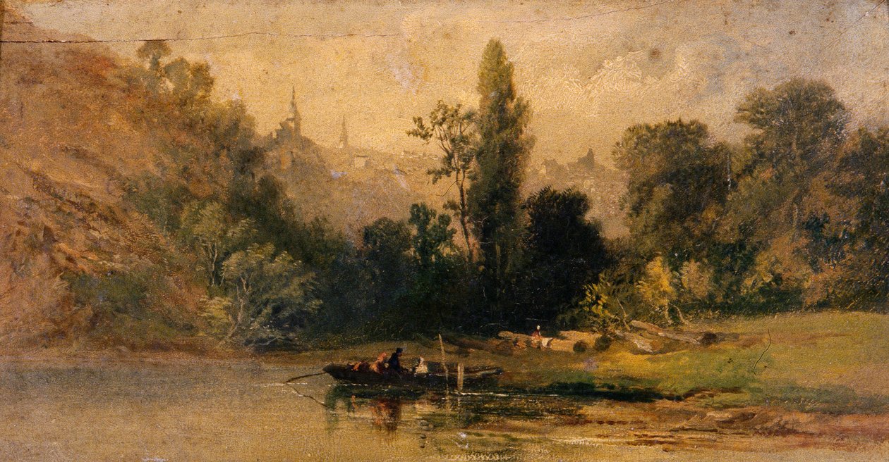 Dinan vanaf de rivier, c.1800 door School French
