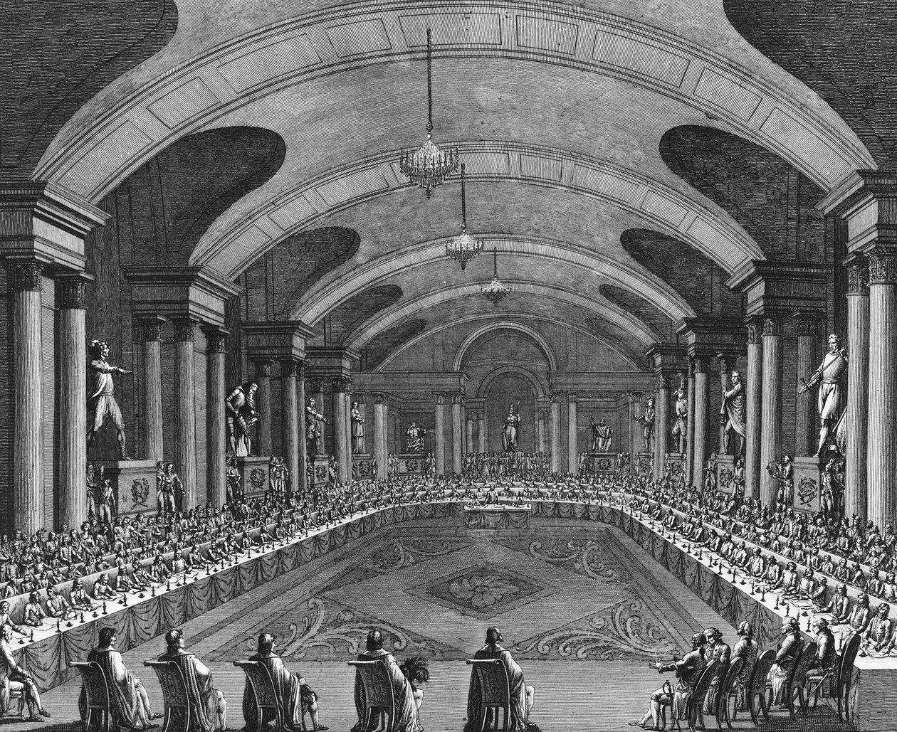 Franse Revolutie: Eerste bijeenkomst in het Nationaal Instituut op 15 germinal Jaar IV (4 april) door School French
