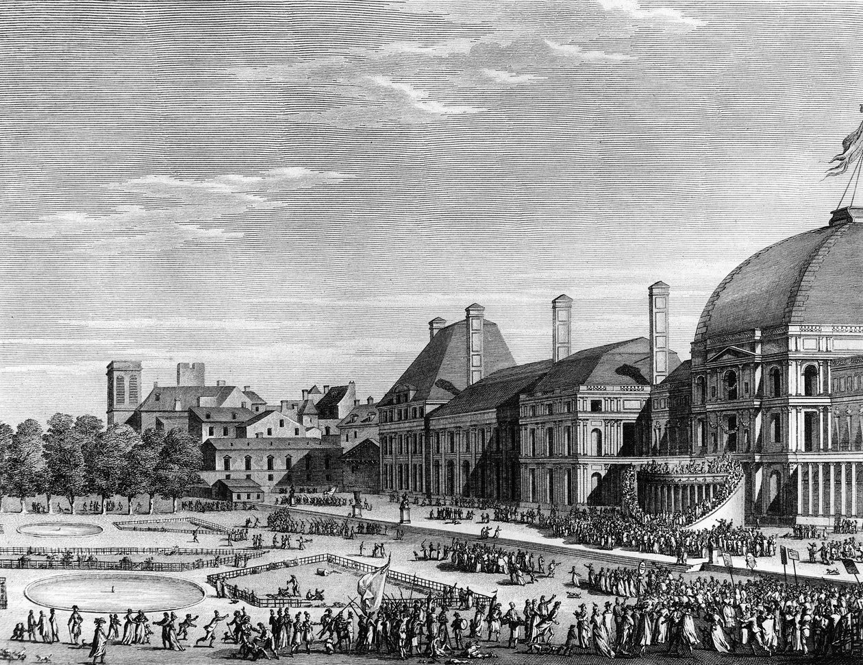 Franse Revolutie: Republikeinse feest van het opperwezen op 8 juni 1794 op het Champs de Mars geleid door Maximilien de Robespierre (1758-1794). Parijs, Bibliotheek van het Instituut voor Geschiedenis van de Revolutie door School French