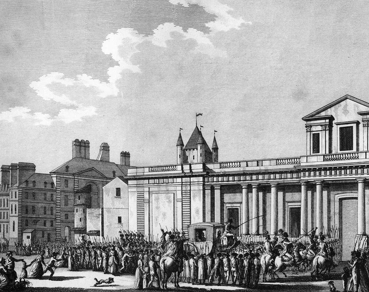 Franse Revolutie: Overdracht van de koninklijke familie (Lodewijk XVI, Marie Antoinette, de dauphin Louis Charles de France of Lodewijk XVII en Marie Therese bekend als 