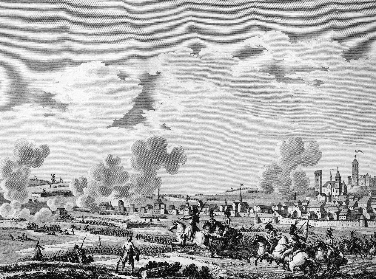 Franse revolutie en aankomst van contrarevolutionaire troepen: overwinning van de Franse revolutionairen in Jemmapes op 6 november 1792 op het Oostenrijkse leger in België door School French