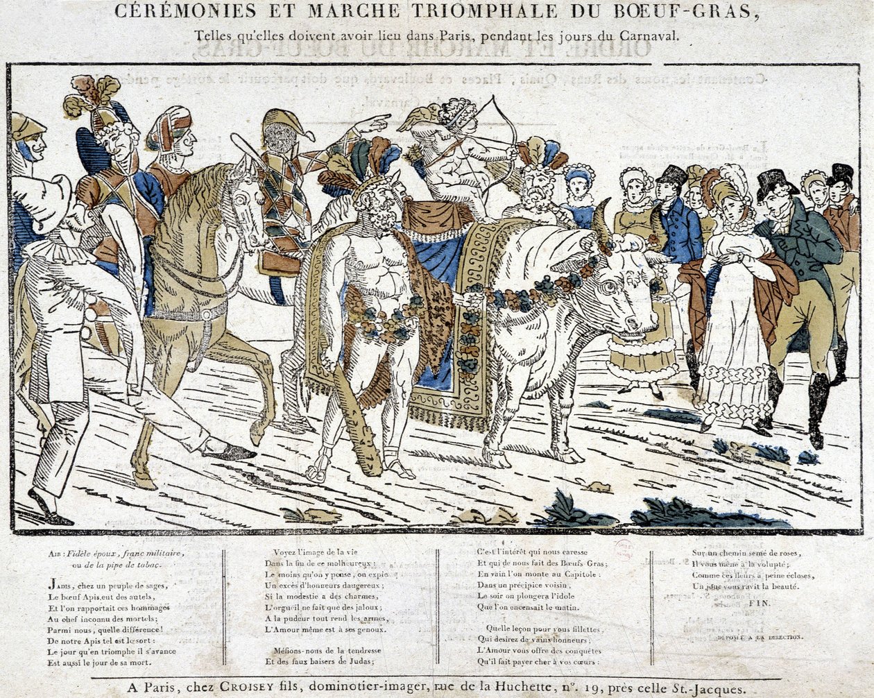 Grasvleesceremonie tijdens het carnaval in Parijs door School French