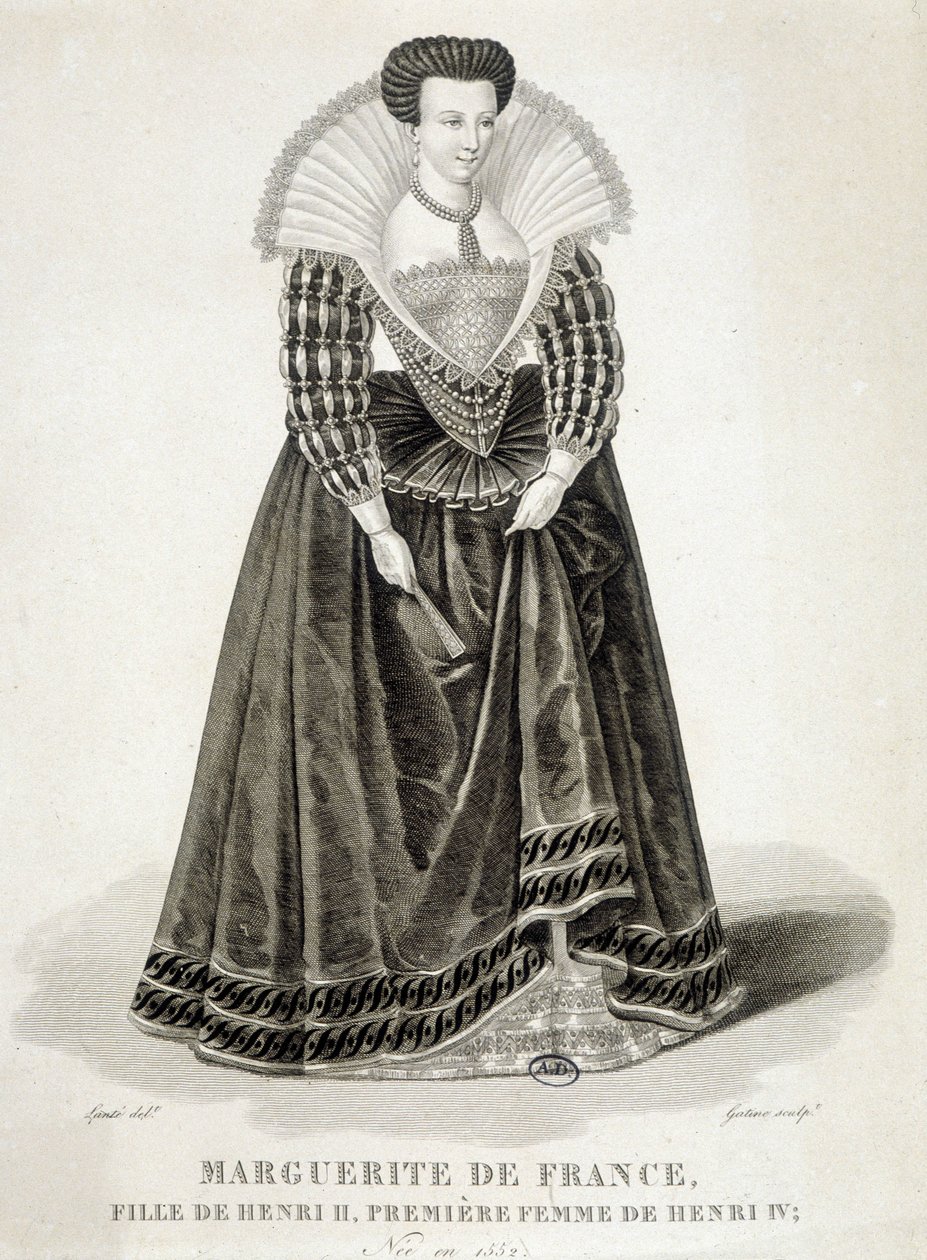 Portret van Margaretha van Valois, bekend als Koningin Margot (1553-1615), Koningin van Navarra, eerste vrouw van Hendrik IV. door School French
