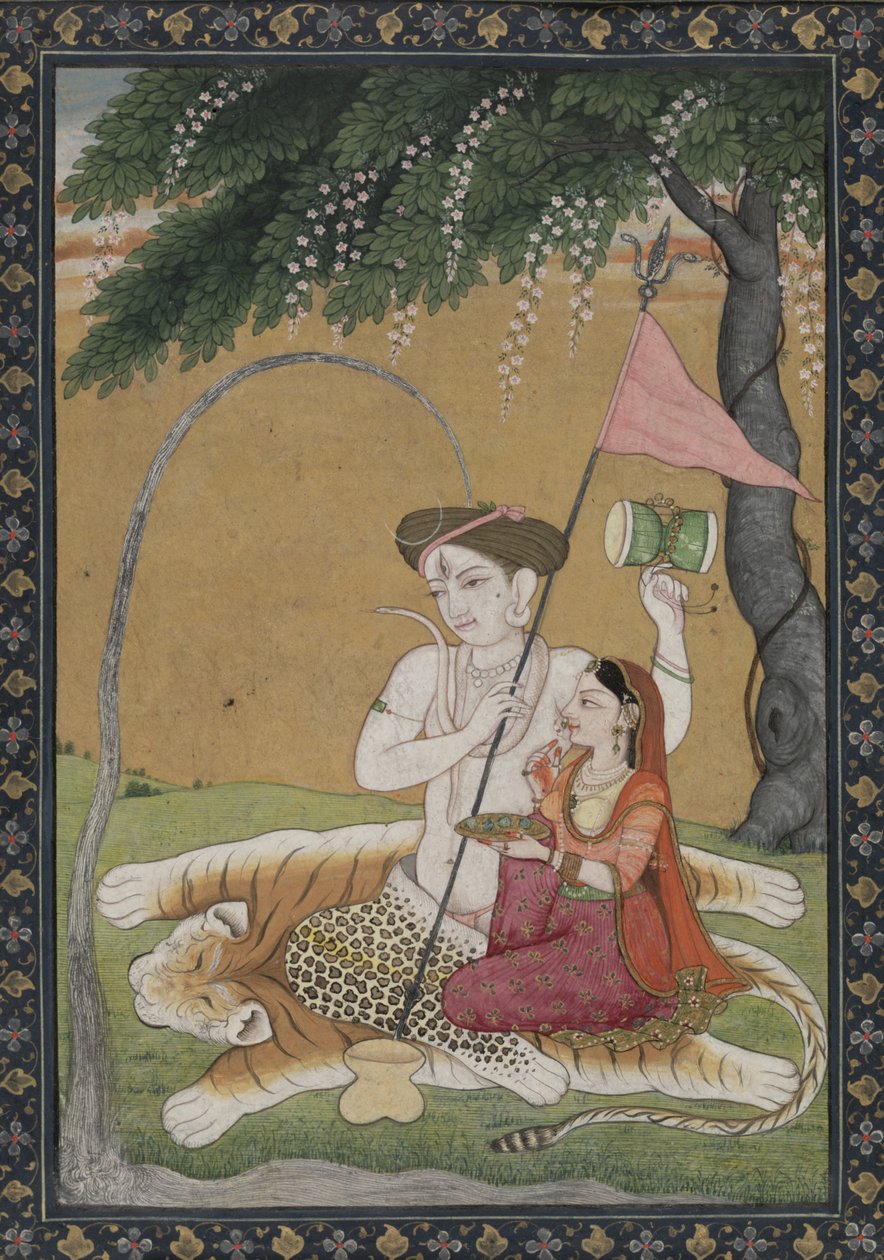 Shiva en Parvati op Tijgerhuid, c.1800 door School Guler