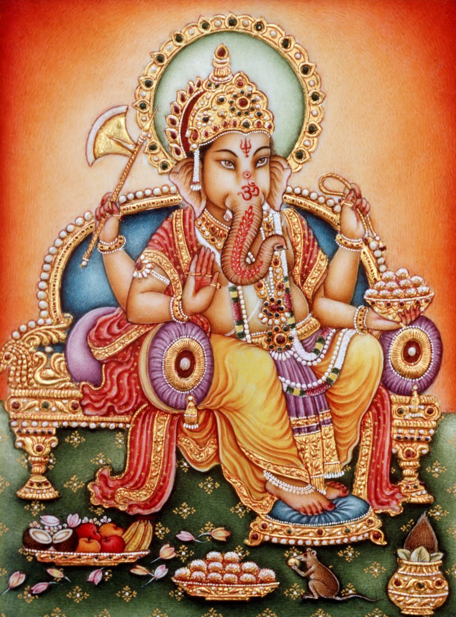 Heer Ganesh Ganpati Miniatuurschildering op Ivoor door School Indian