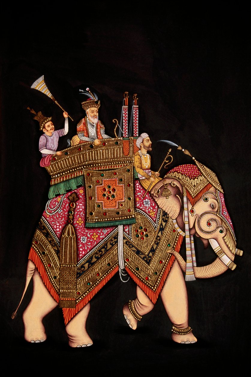 Miniatuurschilderij van keizer Shah Jahan op papier door School Indian